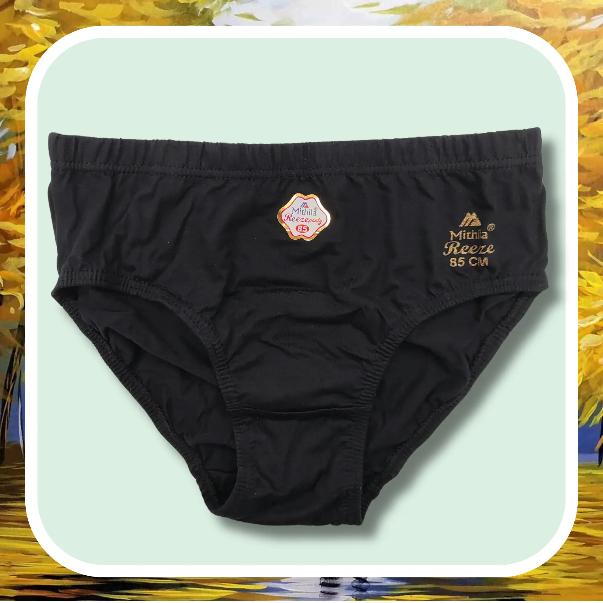 Mithila Reeze cotton panty in black, women's sizes 80 to 100